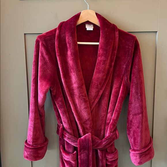 Natori Sz S Plush Dark Red Midi Robe - Picture 2 of 10